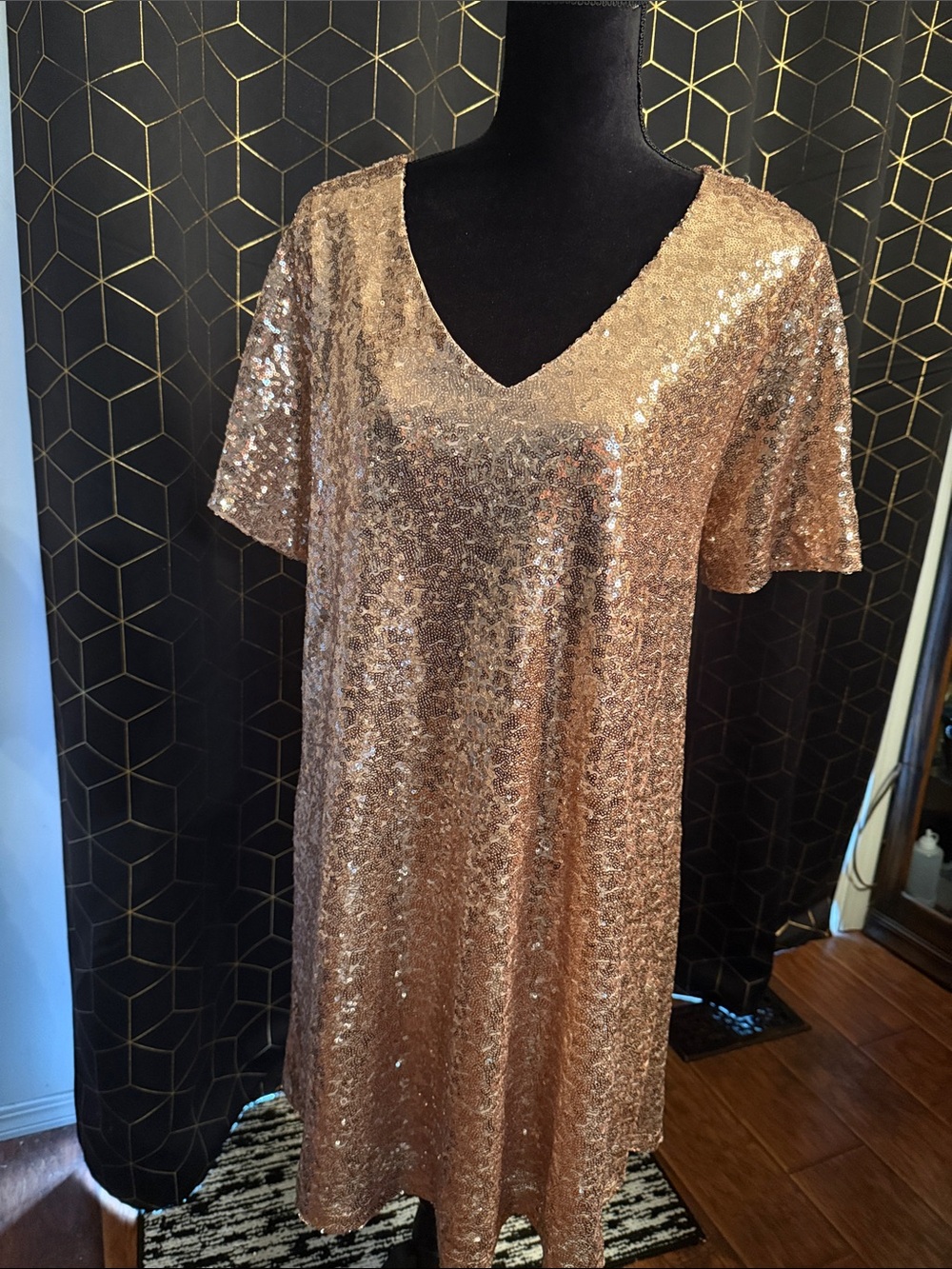 Rose Gild Sequin V-Neck Women’s Dress